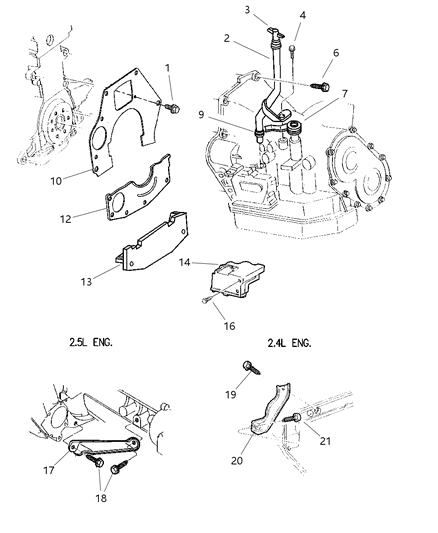 1997 Chrysler Cirrus Transaxle Mounting & Miscellaneous Parts Diagram