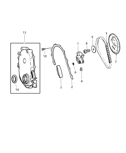 1999 Dodge Dakota Timing Belt & Cover Diagram 1