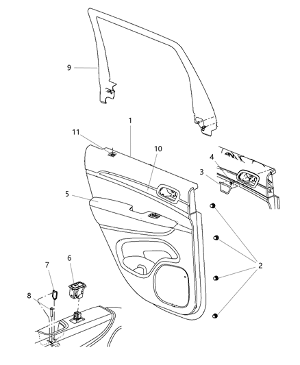 2015 Jeep Grand Cherokee Rear Door Trim Armrest Diagram for 6AF75DX9AA