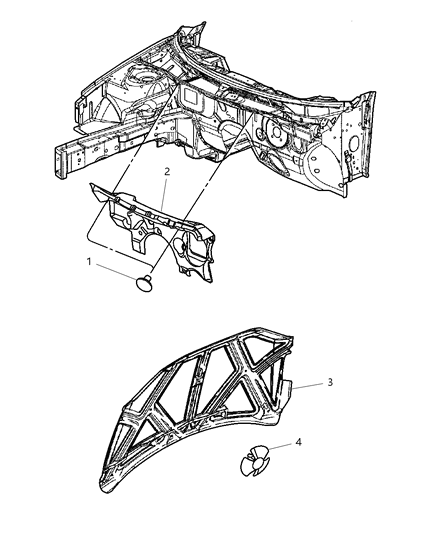 2001 Dodge Stratus Silencers, Front Hood Diagram