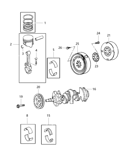 2005 Chrysler Pacifica Crankshaft , Piston And Torque Converter Diagram 1