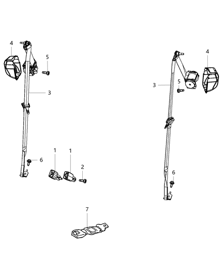 2015 Dodge Durango Seat Belts Second Row Buckets Diagram