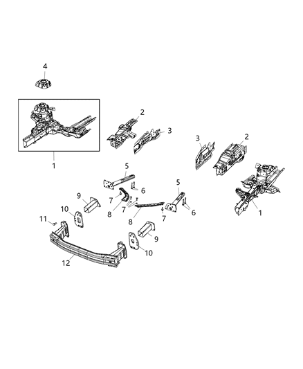 2018 Jeep Compass Extension-Lower Load Beam Diagram for 68243822AA