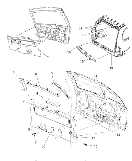 1997 Dodge Caravan Panel - Liftgate Diagram