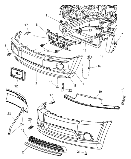 2007 Jeep Grand Cherokee Bumper, Front Diagram