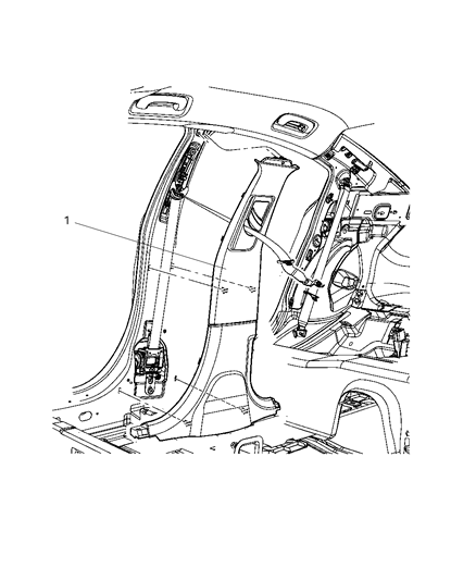 2011 Chrysler 300 Panel-B Pillar Upper Trim Diagram for 1PT55DX9AB