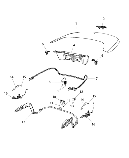 2014 Chrysler 200 Latch-Deck Bar Diagram for 4389468AH