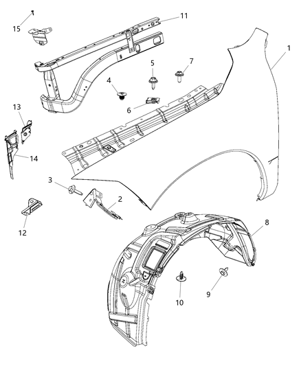 2012 Ram 1500 Panel-Fender Diagram for 68054338AD