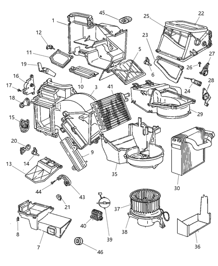 1997 Chrysler Cirrus Air Conditioning & Heater Unit Diagram