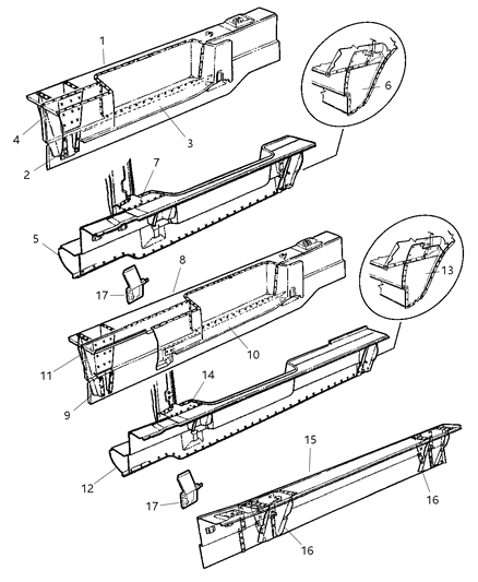 2000 Dodge Ram Van Panel-Long Rail Diagram for 55346902AC