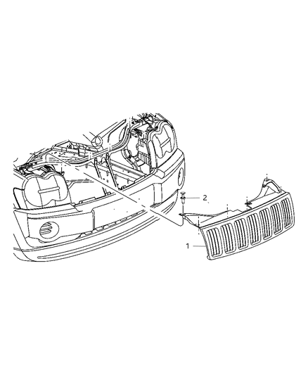 2007 Jeep Commander Grille-Radiator Diagram for 5JR621DMAC