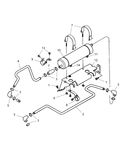 2002 Dodge Ram 2500 Transmission Oil Cooler & Lines Diagram 1