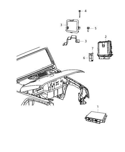 2017 Jeep Wrangler Modules, Engine Compartment Diagram