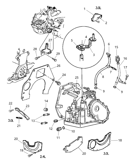 1997 Dodge Caravan Transaxle Mounting & Miscellaneous Parts Diagram 1