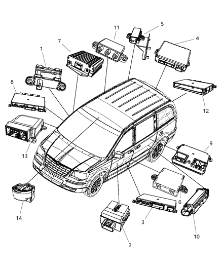 2010 Chrysler Town & Country Module-Sliding Door Diagram for 5026972AB