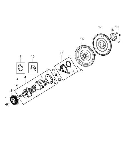 2018 Dodge Challenger Crankshaft , Crankshaft Bearings , Damper And Flywheel Diagram 4