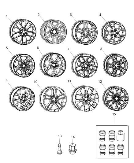 2021 Jeep Wrangler Aluminum Wheel Diagram for 6BZ411STAA