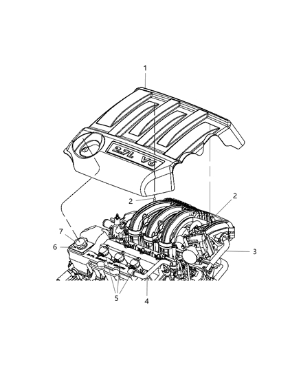 2007 Chrysler Sebring Engine Covers & Mounting & Components Diagram 4