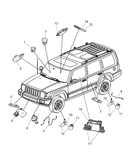 2006 Jeep Commander Sensor-Tire Pressure Diagram for 68001696AA