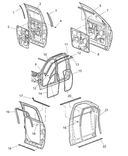 2005 Dodge Ram 2500 Weatherstrips - Rear Door Diagram