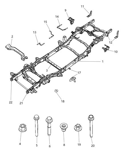 2009 Dodge Ram 1500 Frame, Complete Diagram 1