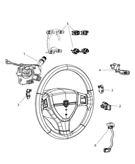 2008 Dodge Caliber Switches - Steering Column & Wheel Diagram