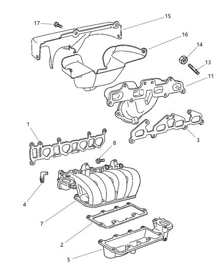 1999 Dodge Neon Manifolds Diagram 1