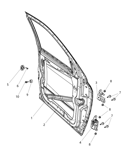 2011 Ram 1500 Front Door Diagram for 55372008AE