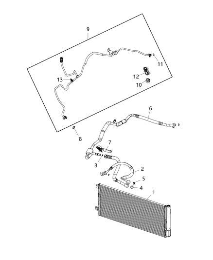 2017 Jeep Renegade Line-A/C Liquid Diagram for 68323467AA