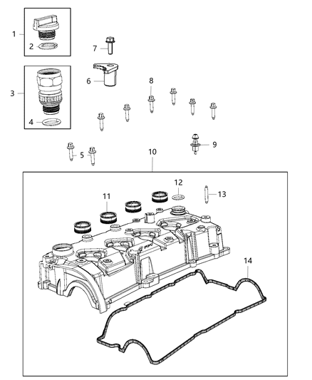 2014 Dodge Dart O Ring-Oil Filler Cap Diagram for 68145087AA