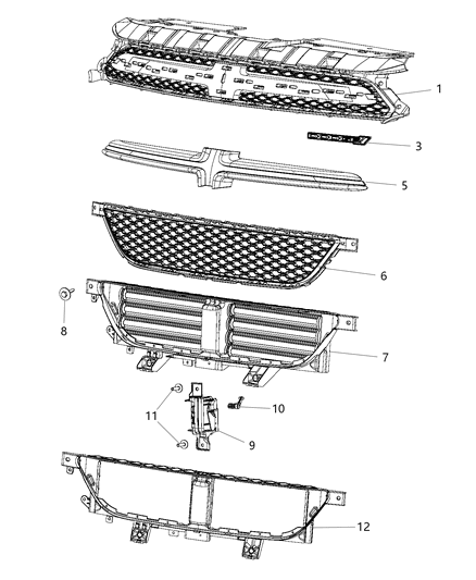 2016 Dodge Dart Grille-Radiator Diagram for 68081408AE