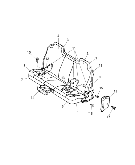 2002 Dodge Dakota Seat Back Cover Diagram for XF911DVAA