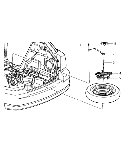 2007 Dodge Caliber Jack & Spare Tire Stowage Diagram