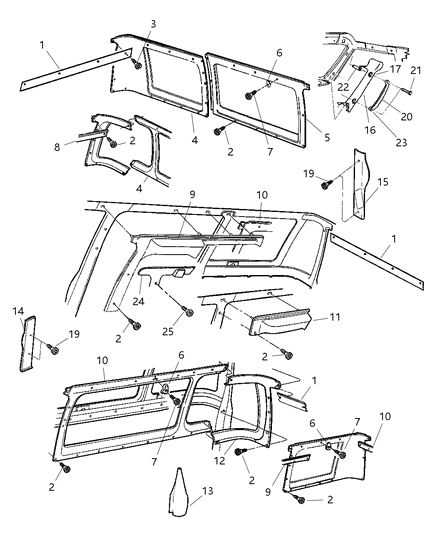 2002 Dodge Ram Van Panel-Side Trim Diagram for 5GD39XDVAG