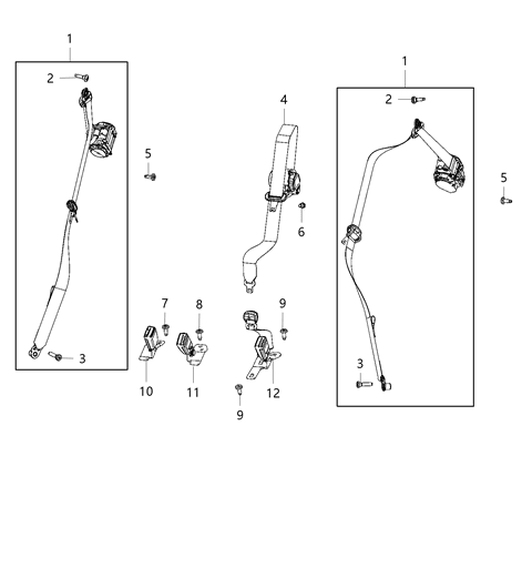 2021 Jeep Compass Rear Seat Buckle Right Diagram for 5SV12DX9AB