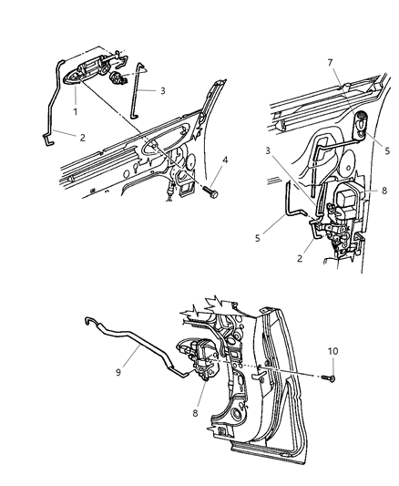 2004 Chrysler Concorde Door, Front Exterior Handle & Links Diagram