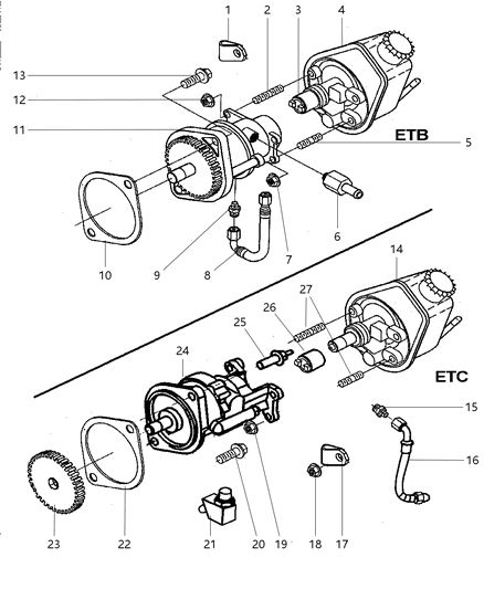 1998 Dodge Ram 2500 RETAINER-Pump Front Mounting Diagram for 4429703