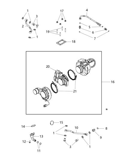 2011 Ram 2500 Turbocharger & Hoses / Tubes Diagram