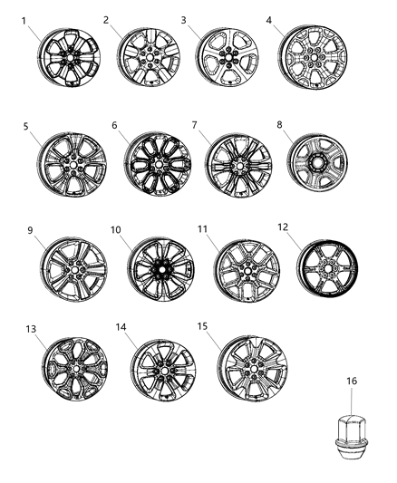 2020 Ram 1500 Aluminum Wheel Diagram for 5YD612NWAB
