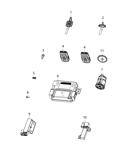 2020 Ram 3500 Integrated Key Fob Diagram for 68376346AC