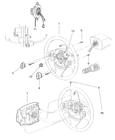 1998 Dodge Stratus Driver Air Bag Diagram for PK46LAZAC