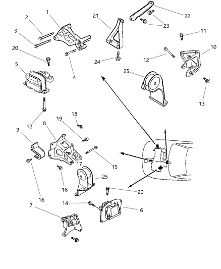 1997 Chrysler Cirrus Engine Mounts Diagram 3