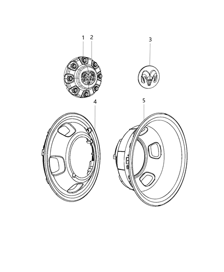 2020 Ram 3500 Wheel Center Cap Front Diagram for 6MP52SZ0AB