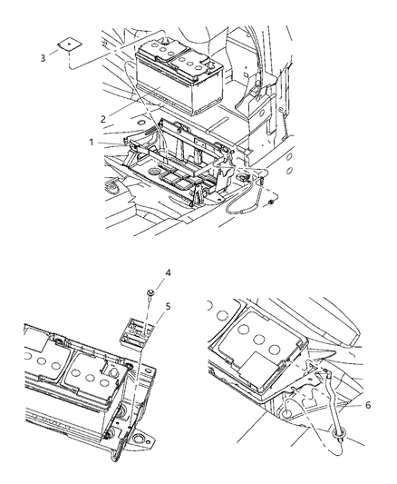 2009 Dodge Charger Battery Tray & Support Diagram