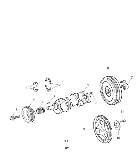 2008 Chrysler Crossfire Crankshaft, Crankshaft Bearings, Damper, Flywheel And Flexplate Diagram