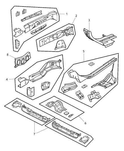 2001 Chrysler Sebring Sedan & Convertible Front Frame Diagram 1