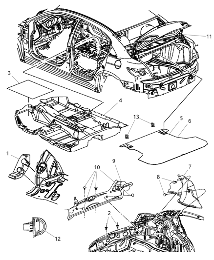 2013 Chrysler 200 Carpet-Full Floor Diagram for XS04DX9AN