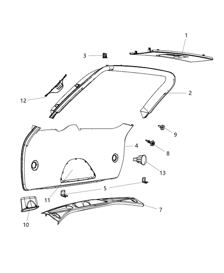 2013 Jeep Grand Cherokee Panel-LIFTGATE Trim Upper Diagram for 5KT37DX9AC