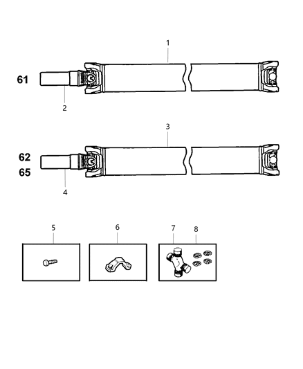 1999 Dodge Ram 1500 Drive Shaft Diagram for 52088060AB