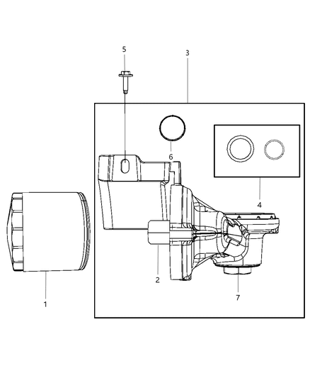 2008 Chrysler Town & Country Engine Oil Filter , Adapter & Housing & Splash Guard Diagram 4